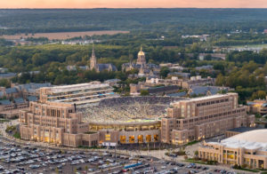 Notre Dame Stadium on Game Day captured from above